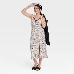 A New Day NWT Women's Sleeveless Cami Lace Tan Black Dress/Slip- Size Small